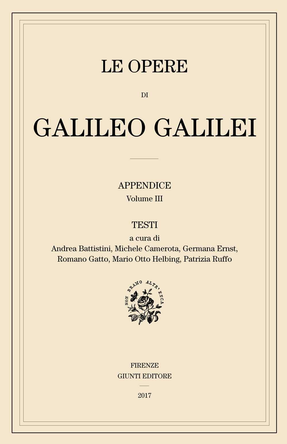 A new volume of the Updated Supplement to the National Edition of Galilei’s Works: Testi